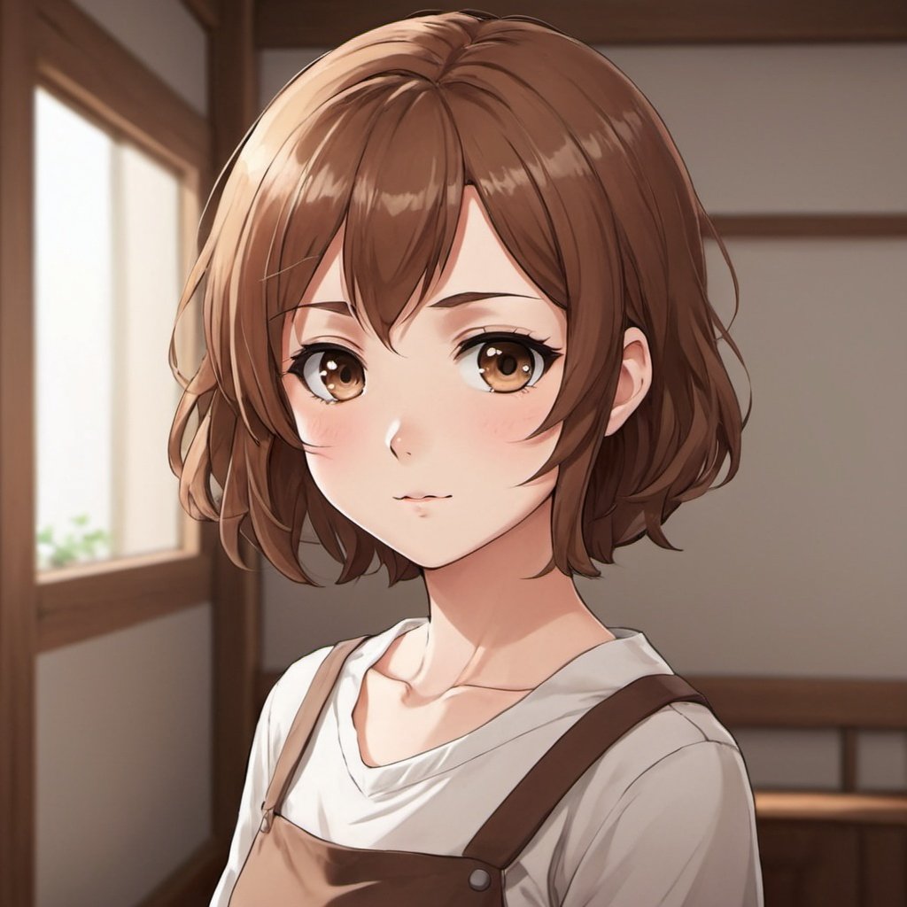 anime girl with short brown hair