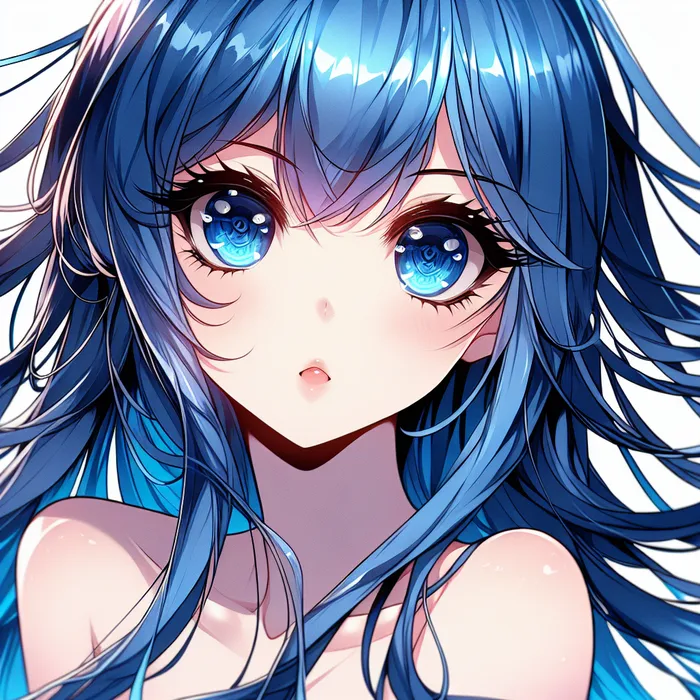 Anime Girl with Intricate Blue Hair and Eyes | AI Art ...